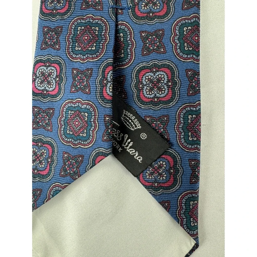 Countess Mara Silk Necktie Blue Geometric‎ Pattern Luxury Mens Formal